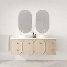 Port 1500mm Wall Hung Double Vanity  with Solid Surface Countertop